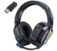 Fachixy FC200 Foldable Wireless Gaming Headset with Mic - 2.4GHz USB & Bluetooth Headphones With 50Hrs Battery Life, for PS5/PS4/PC/Mac/Switch - Black