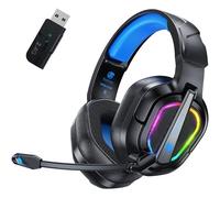 Fachixy FC200 Foldable Wireless Gaming Headset with Mic - 2.4GHz USB & Bluetooth Headsets With 50Hrs Battery Life, for PS5/PS4/PC/Mac/Switch - Black Blue
