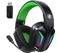 Fachixy FC300 Wireless Gaming Headset with Mic - Bluetooth and 2.4GHz USB Gaming Headphones with 50Hr Battery & 3D Stereo Sound - For PS5, PS4,PC, Switch, Mobile, Green
