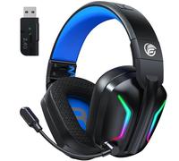 Fachixy FC300 Wireless Gaming Headset with Mic - Bluetooth and 2.4GHz USB Gaming Headphones with 50Hr Battery & 3D Stereo Sound - For PS5, PS4,PC, Switch, Mobile, Blue