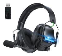 Fachixy FC400 Wireless Gaming Headset, Bluetooth Gaming Headphones with Mic for PS5, PS4, PC, Switch, Laptop, Mac, Fast Charge 50Hr Battery and Cool Lights - Black