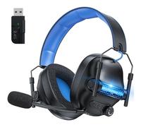 Fachixy FC400 Wireless Gaming Headset, Bluetooth Gaming Headphones with Mic for PS5, PS4, PC, Switch, Laptop, Mac, Fast Charge 50Hr Battery and Cool Lights - Black Blue