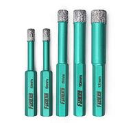 FACHLICH Diamond Core Drill Bits 6/6/8/10/12mm Porcelain Tile Drill Bits with Hex Shank for Granite Marble Tile Porcelain Ceramic Hard Materials