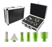 FACHLICH Diamond Core Drill Bits Set (20/25/35/50mm+20F with 2" Tile Chamfer Bits) Tile Hole Saw Kit for Porcelain Ceramic Tile Granite Marble(6PCS)