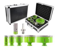 FACHLICH Diamond Core Drill Bits Set - 25/35/50/68/100mm Tile Hole Saw Cutter 7pcs with 25mm Diamond Finger Bit M14 Thread for Tile Porcelain Granite Marble