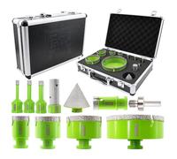 FACHLICH Diamond Core Drill Bits Set - Tile Hole Saw Kit 6/8/10/25/35/50/68/110MM with 50MM Diamond Beveling Chamfer Bits for Porcelain Ceramic Tile Granite Marble(11PCS)