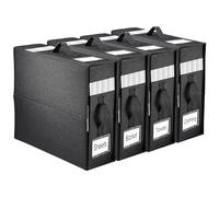 Fachmach 4 Pack Bed Sheet Organiser Folding Storage, Sheet Organiser Boxes Linen Bedding Organisers with Zip for Bedding, Duvet Covers, Clothes, Towels and Blankets (Black)