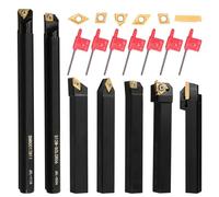Fachmach Lathe Turning Tool Kit 12mm Shank 7 Pcs Metal Lathe Tool Holder Set for Turning Grooving Threading Boring with 7 Pcs Carbide Inserts Turning Inserts Carbide Turning Tool (12mm, 7INSERTS)