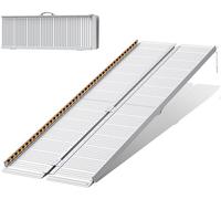 FACHNUO 7FT Folding Wheelchair Ramp, 800LBS Load Capacity, Non-Slip Extra Wide 29.2" Portable Aluminum Ramp for Stairs, Steps, Doors, Entrances