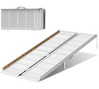 FACHNUO TOOL 5FT Folding Wheelchair Ramp with 2 Adjustable Support Legs, 800LBS Threshold Ramp, Non-Slip Extra Wide 29.2" Portable Aluminum Ramp for Steps, Doors, Entrances