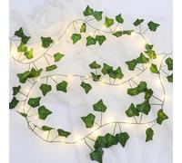 FACHOI Artificial Ivy Garland with Lights, Artificial Plants Fairy Lights Fake Green Leaves Hanging Plant Vine Faux Flowers Decoration for Indoor Outdoor Wall Decor F4-FZTTD