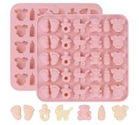 FACHOI Baby Shower Chocolate Molds, Babies Feet Bottle Silicone Molds Non-Stick Food Grade Silicone Mould for Chocolate Cookie, Candy, Cake, Ice Cube, Jelly F4-YRXLMJ (Pink)