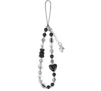 FACHOI Beaded Phone Charm Strap, Butterfly Pearl Phone Lanyard Crystal Heart Beaded Y2K Cellphone Wrist Strap for Most Smartphones F4-HZDZSJL (Heart)
