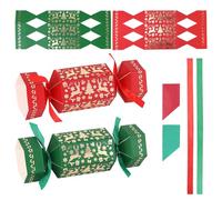 FACHOI Christmas Candy Boxes, Christmas Crackers DIY No Snap Xmas Party Cracker with Hats Riddle Cards for Kids Novelty Gifts Xmas Party Favors F4-SDLPH (Red Green-2PCS)