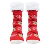 FACHOI Christmas Slipper Socks, Christmas Fluffy Socks Thermal Fuzzy Bed Socks Non-Slip Winter Wool Knit Socks Cozy Sleeping Warm Socks Gifts for Women Men F4-SDDBW