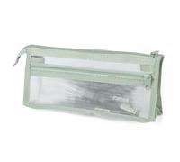 FACHOI Clear Pencil Case for Exams, Transparent Mesh Pencil Case, Double-Layer Pencil Bag Zipper Pen Case for School Home Office Travel F6-SCWSBD (Blue)