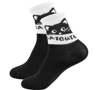 FACHOI Cotton Cat Socks Womens Funny Cat Animal Socks Novelty Crew Sock Unique Stocking Fillers Idea F1-HMTAW (UK, Alpha, One Size, Regular, Regular, Black)