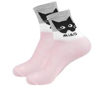 FACHOI Cotton Cat Socks Womens Funny Cat Animal Socks Novelty Crew Sock Unique Stocking Fillers Idea F1-HMTAW (UK, Alpha, One Size, Regular, Regular, Pink)