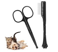 FACHOI Dog Grooming Scissors Kit, Safety Round Head Thinning Scissors and Comb Face Thinning Clippers Tools Accessories for Dogs, Cats and Small Animals F4-CWLHS (Black)
