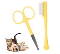 FACHOI Dog Grooming Scissors Kit, Safety Round Head Thinning Scissors and Comb Face Thinning Clippers Tools Accessories for Dogs, Cats and Small Animals F4-CWLHS (Yellow)
