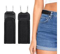 FACHOI No Buckle Belts for Men Women, Adjustable Buckleless Belt Hook Invisible Stretch Belts Black Stretch Waist Strap for Casual, Jeans, Business F4-TXYF
