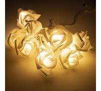 FACHOI Rose Fairy String Lights, 10 PCS LED Flower Fairy Light Battery Powered Lights for Christmas Valentine's Day Wedding Outdoor Indoor Garden Party Decorations F6-MGHD (White)