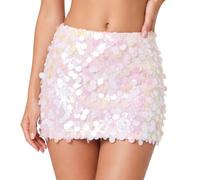 FACHOI Sequin Skirt for Women, Sparkly Glitter Mini Skirt Stretchy Bodycon Wrap Micro Skirts for Party F4-CSLPQ