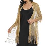 FACHOI Sparkling Metallic Shawls Wraps, Womens Gold Metallic Scarfs Wrap Shawl for Weddings Evening Party Formal Dresses F4-WHPJ