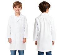 FACHOI White Lab Coat, Unisex Cotton Medical Lab Coat White Science Laboratory Coats for School, Science Week & World Book Day, S-L F4-BDG