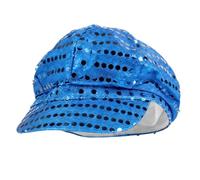FACHOI Women Sparkly Sequins Beret Hat, Flash Sequined Headdress Shining Beanie Cap Dancing Hat for Girls Festival Party Club F6-LPMZ (UK, Alpha, One Size, Blue)