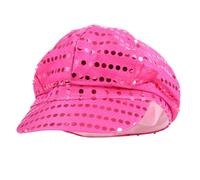 FACHOI Women Sparkly Sequins Beret Hat, Flash Sequined Headdress Shining Beanie Cap Dancing Hat for Girls Festival Party Club F6-LPMZ (UK, Alpha, One Size, Rose)