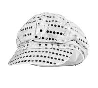 FACHOI Women Sparkly Sequins Beret Hat, Flash Sequined Headdress Shining Beanie Cap Dancing Hat for Girls Festival Party Club F6-LPMZ (UK, Alpha, One Size, Silver)
