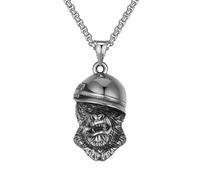 Fachoice Gorilla Animal Pendant for Men Apes Necklace, Punk Gorilla Head Necklace Men’s Chimpanzee Jewelry Helmeted Gorilla Necklace Angry Orangutan Charm Necklace