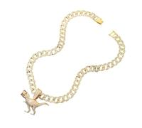 Fachoice Iced Out Dinosaur Pendant for Men Hip Hop Gold Dinosaur Cuban Necklace, Cool Dinosaur Cuban Chain Necklace Rock Dinosaur Animal Necklace Men’s CZ Dinosaur Jewelry Rapper Dinosaur Necklace