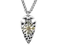 Fachoice Men's Viking Compass Spear Necklace, Titanium Steel Arrowhead Pendant, Norse Compass Arrow Jewelry, Punk Helm of Awe Amulet Charm