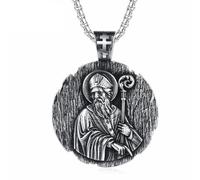 Fachoice Saints of Ireland Pendant for Men Classic St Patrick Locket Necklace Circle Necklace St Patrick Christian Patron Saint Amulet Jewelry
