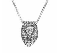 Fachoice Valknut Bear Claw Pendant for Men Viking Bear Claw Necklace, Classic Valknut Odin Necklace Punk Bear Claw Necklace Men’s Valknut Bear Claw Jewelry Nordic Valknut Amulet Charm Necklace