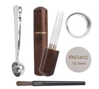 FACIACC 5Pcs Espresso Accessories Set, Wdt Tool, 54mm Dosing Funnel & Puck Screen, 2 in 1 Coffee Bag Clip & Spoon, Barista Kit, Stainless Steel 8pin Stirrer