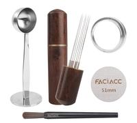 FACIACC 5Pcs Espresso Accessories Set, Wdt Tool Espresso, Dosing Funnel & Puck Screen Kit, 2 in 1 51mm Espresso Tamper & Coffee Spoon, Barista Kit, Espresso kit Stainless Steel 8pin Espresso Stirrer