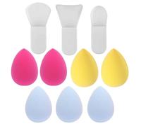 Facial beauty set (3 Pcs Facial mask application brush+7Pcs Makeup Sponges); Silicone Face Mask Applicator;Applicator for Face Powder, Foundation, Liquid Cosmetics, Cream, Primer