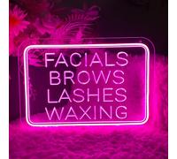 Facial Brows Lashes Waxing Neon Sign For Wall Decor 3D Art Carving Design Indoor Bedroom Led Neon Signs Backdrop Flex Christmas Party Wedding Living Room Birthday Gift(Pink,USB,40CM)