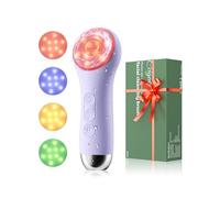 Facial Cleansing Brush IPX-7 Waterproof Electric Face Brush Rechargeable Silicone Face Scrubber with 4 Colour LED Light Therapy, 5-Speed Exfoliating Massaging Beauty Skin Device for Men Women (Purple)