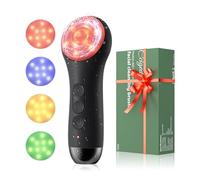 Facial Cleansing Brush IPX-7 Waterproof Electric Face Brush Rechargeable Silicone Face Scrubber with 4 Colour LED Light Therapy, 5-Speed Exfoliating Massaging Beauty Skin Device for Men Women (Black)