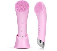 Facial Cleansing Brush, PRITECH Heatable Vibrating Face Scrubber with Massage, Silicone Face Scrubber for Women & Men, Electric Facial Cleanser for Deep Cleansing, Gentle Exfoliating (Pink)