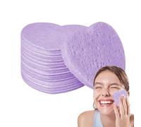 Facial Cleansing Sponges - 50 Count Heart Shaped Cosmetic , Reduced Premium Spa Level Makeup | Soft Washable Beauty Tools, Gentle Hearts,