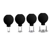 Facial Cupping Cups 4Pcs Glass Face Cupping Kit Strong Suction Cupping Therapy Set Household Vacuum Cupping Set for Massage Body Face, Black