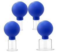 Facial Cupping Cups 4Pcs Glass Face Cupping Kit Strong Suction Cupping Therapy Set Household Vacuum Cupping Set for Massage Body Face, Blue