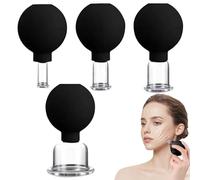 Facial Cupping Set 4Pcs 4 Size, Face Cupping Cups Vacuum Facial Suction Cup Glass Silicone Set for Beauty Body Massager Sore Muscles, Glass