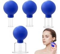 Facial Cupping Set for Face, Face Cupping Set, 4 Piece Glass Silicone, Massage Vacuum Suction for Body Leg Arm, Blue, Silicone