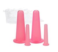 Facial Cupping Set for Face - Face Cupping Silicone Therapy Set Vacuum Massage 4PCS, Facial Massager with Storage Bag, Cellulite Cup Cupping Massage Tools, Cupping Therapy (Pink)